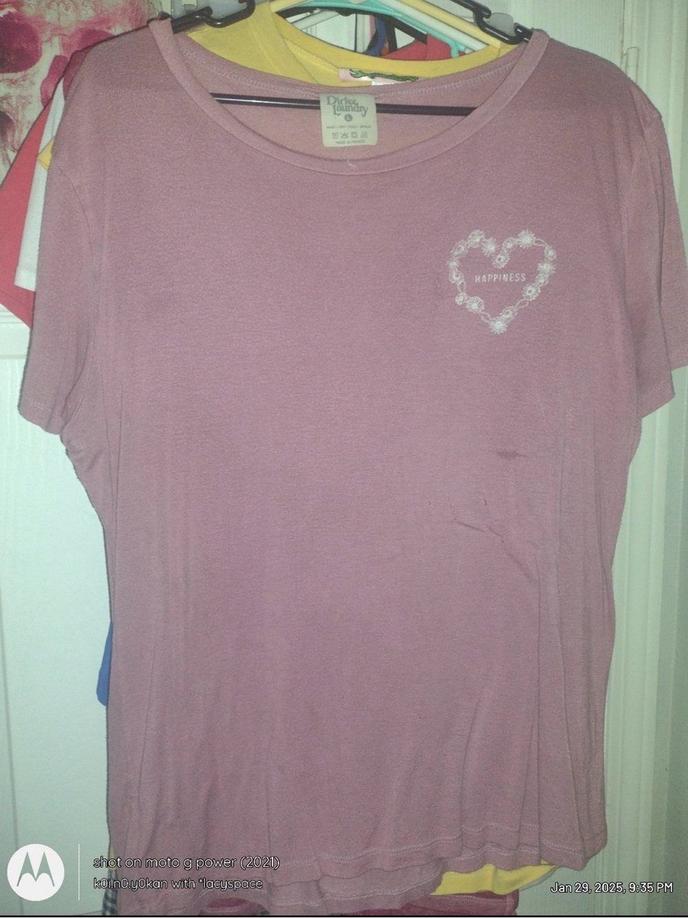 Dirtee Laundry "Happiness" Rayon Tee sz Large
